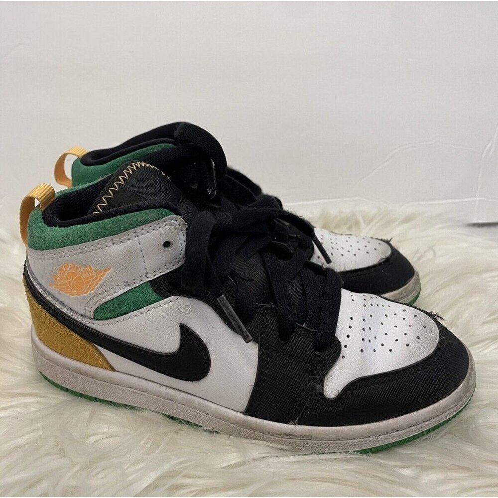 Nike Air Jordan 1 Mid Se (Gs) Laser‎ Orange Lucky Green Kids Size 13C Shoe